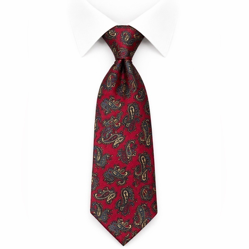 Kuppenheimer Men Paisley Neck Tie Quiet Luxury Old Money Career Professional Red